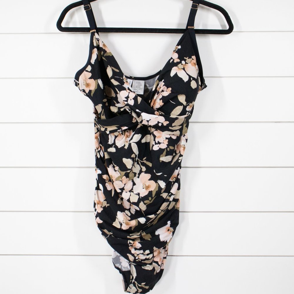 Calvin Klein One Piece Swimsuit Floral Ruched